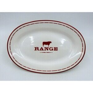 Williams Sonoma Range Dinner Serving Plate Cow Bull Steer Porcelain Oval 12 Inch